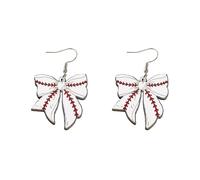 Sport Ball Dangle Earrings Vintage Bow Baseball Softball Football Soccer Volleyball Earrings Sports Lover Fans Favors Player Game Day Jewelry Gifts, Acrylic, No Gemstone