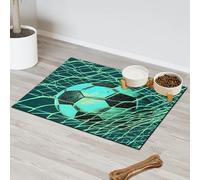 Sport Ball Football Pattern Pet Feeding Mat for Cat Dog Water Bowl Food Mats Pet Feeding Mats Absorbent Nti-Slip Contain Spills Protects Floors Placemat 43.1 x 76.2 cm