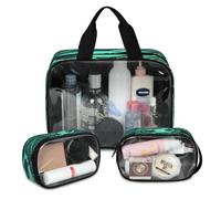 Sport Ball Football Pattern Travel Makeup Bag for Women Men, Translucent Cosmetic Bags 3 Pcs Large Shower Wash Pouch Toiletry Cosmetic Toiletries Organizer