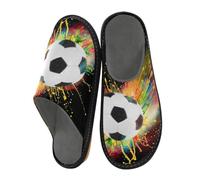 Sport Ball Football Soccer Slippers for Men Women, Watercolor Ball Womens House Slippers Indoor Slipper Socks House Shoes Bedroom Travel Shoe Use