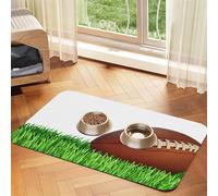 Sport Ball Patterned Pet Feeding Mat with Water-Absorbing PU Top & Rubber Base - Anti-Slip Dog Cat Food Mat for Cats, Dogs & Pets, 30x45cm
