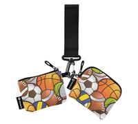 Sport Ball Women's Coin Pouches Card Holder Slim Portable Identity Card Protector with Keychain for Women Men 2 Packs, Sport Ball, One Size