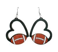 Sport Ball Wooden Dangle Earrings for Women - Baseball, Softball, Basketball, Soccer, Football Teardrop Earrings, Sporty Style Jewelry, Heart, Wood, No Gemstone
