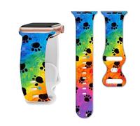 Sport Band Animal Print Compatible With Apple Watch Bands 49mm 45mm 44mm 42mm 41mm 40mm 38mm Women Men,Silicone Paw Print Design Replacment Strap For Iwatch Series 10,9,8,7,6,5,4,3,2,1,Se