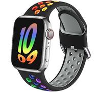 Sport Band Compatible with Apple Watch 40mm 38mm 41mm 42mm 44mm 45mm 46mm 49mm Women Men, Breathable Soft Silicone Replacement Strap For iWatch SE3/2/1 Series 11 10 9 8 7 6 5 4 3 Ultra 3/2/1, Rainbow