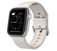 Sport Band Compatible with Apple Watch Bands 41mm 40mm 38mm, Soft Silicone Wristbands Replacement Strap with Classic Clasp for iWatch Series SE 7 6 5 4 3 2 1 for Women Men, Starlight 38mm/40mm/41mm