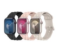 Sport Band Compatible with Apple Watch Bands for Women Men 44mm 45mm 46mm 42mm 49mm, Checkered Engraved Band for iWatch Series 11 10 9 8 7 6 5 4 Ultra 3 2 SE，Black/Pink Sand/Starlight