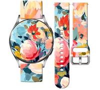 Sport Band Compatible with Galaxy Watch 6/5/4/5 Pro/4&6 Classic/ 3 (41mm) /Active 2&1 Women, 20mm Silicone Replacement Wristband Strap for Galaxy Watch 40mm 41mm 42mm 44mm 45mm 46mm - Pastel Garden