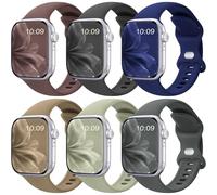 Sport Bands Compatible with Apple Watch 38mm 40mm 41mm 42mm 44mm 45mm 49mm 46mm Waterproof Silicone Compatible with iWatch Apple Watch Series Pack of 6, Smoke Mauve/Black/Midnight Blue/Stone/Khaki
