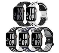 Sport Bands Compatible with Apple Watch 44mm 45mm 46mm 42mm 41mm 40mm 38mm 49mm Men Women Breathable Silicone Strap 5 Pack, Anthracite, black, white, black, white, midnight blue, white, black, grey