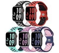 Sport Bands Compatible with Apple Watch 44mm 45mm 46mm 42mm 41mm 40mm 38mm 49mm Women Men Breathable Silicone Band for iWatch, Jet Black/Sky Blue/Graphite/White/Flint, 42mm(Series 10)/41mm