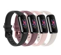 Sport Bands Compatible with Fitbit Luxe for Women Men, Soft Silicone Replacement Sports Bands for Fitbit Luxe Fitness and Wellness Tracker (Smoke Purple/Light Pink/Starlight/Black, Size