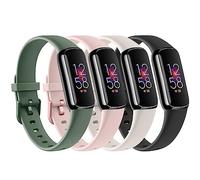 Sport Bands Compatible with Fitbit Luxe for Women Men, Soft Silicone Replacement Sports Bands for Fitbit Luxe Fitness and Wellness Tracker, Starlight/Avocado Green/Light Pink/Black, Size S, 4
