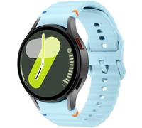 Sport Bands Compatible with Samsung Galaxy Watch 7 6 5 40mm 44mm Band, No Gap Soft Silicone Corrugated Strap Bands for Galaxy Watch 6 Classic 43mm 47mm/Watch 5 Pro 45mm Women Men (Light Blue)