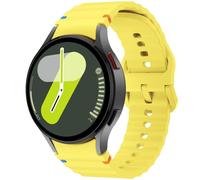 Sport Bands Compatible with Samsung Galaxy Watch 7 6 5 40mm 44mm Band, No Gap Soft Silicone Corrugated Strap Bands for Galaxy Watch 6 Classic 43mm 47mm/Watch 5 Pro 45mm Women Men (Bright Yellow)