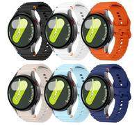 Sport Bands Compatible with Samsung Galaxy Watch 7 6 5 40mm 44mm Band, No Gap Soft Silicone Corrugated Strap Bands for Galaxy Watch 6 Classic 43mm 47mm/Watch 5 Pro 45mm Women Men (Z-6PACK(Black/Light