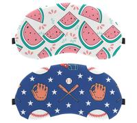 Sport Baseball Elements Gloves Cap Blue 2-Pack Eye Patch and Eye Masks Set, Light-Blocking, Soft, Breathable Sleep Mask Kit