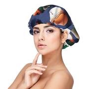 Sport Baseball Print Adult's Satin Sleeping Cap, Satin Bonnet for Sleeping - Silk Sleep Cap for Women and Men Black, Black, One size