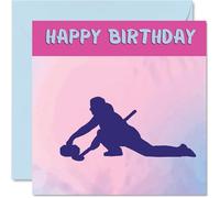 Sport Birthday Cards for Women Girls - Curling Girls in Sport - Curling Birthday Card for Friend Sister Daughter Niece Teammate, 145mm Athlete Greeting Cards