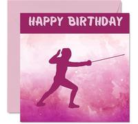 Sport Birthday Cards for Women Girls - Fencing Girls in Sport - Fencing Birthday Card for Friend Sister Daughter Niece Teammate, 145mm Athlete Greeting Cards