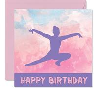Sport Birthday Cards for Women Girls - Gymnastics Floor Girls in Sport - Gym Birthday Card for Friend Sister Daughter Niece Teammate, 145mm Athlete Greeting Cards