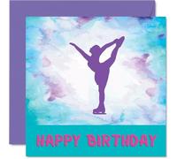 Sport Birthday Cards for Women Girls - Ice Skate Girls in Sport - Ice Skating Birthday Card for Friend Sister Daughter Niece Teammate Skater, 145mm Athlete Figure Greeting Cards