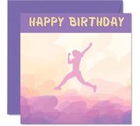 Sport Birthday Cards for Women Girls - Parkour Girls in Sport - Parkour Birthday Card for Friend Sister Daughter Niece Teammate, 145mm Athlete Greeting Cards
