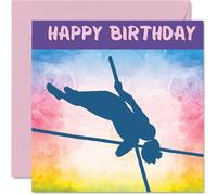Sport Birthday Cards for Women Girls - Pole Vault Girls in Sport - Pole Vaulting Athletics Birthday Card for Friend Sister Daughter Niece Teammate, 145mm Athlete Greeting Cards