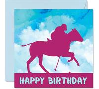 Sport Birthday Cards for Women Girls - Polo Girls in Sport - Polo Horse Riding Birthday Card for Friend Sister Daughter Niece Teammate, 145mm Athlete Greeting Cards