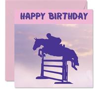 Sport Birthday Cards for Women Girls - Show Jumping Girls in Sport - Show Jump Birthday Card for Friend Sister Daughter Niece Teammate, 145mm Athlete Greeting Cards