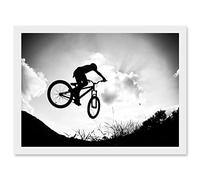 Sport BMX Bike Jump Bicycle Silhouette Offroad Artwork Framed Wall Art Print A4