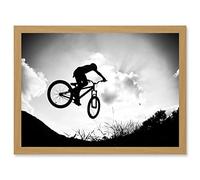 Sport BMX Bike Jump Bicycle Silhouette Offroad Artwork Framed Wall Art Print A4