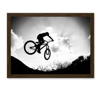 Sport BMX Bike Jump Bicycle Silhouette Offroad Artwork Framed Wall Art Print A4 Artery8 Brown One Size