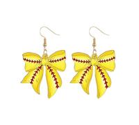Sport Bow Earrings for Women Baseball Bow Earrings Basketball Football Soccer Tennis Sport Fans Party Game Day Jewelry, L Size, Metal Acrylic, No Gemstone
