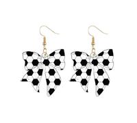Sport Bow Earrings for Women Baseball Bow Earrings Basketball Football Soccer Tennis Sport Fans Party Game Day Jewelry, L Size, Metal Acrylic, No Gemstone