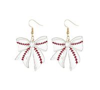 Sport Bow Earrings for Women Baseball Bow Earrings Basketball Football Soccer Tennis Sport Fans Party Game Day Jewelry, L Size, Metal Acrylic, No Gemstone