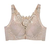 Sport Bra, Women'S Front Side Buckle Lace Edge Without Steel Ring Movement Seamless Gathering Adjustment Yoga Sleep Large Bra