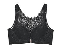 Sport Bra, Women'S Front Side Buckle Lace Edge Without Steel Ring Movement Seamless Gathering Adjustment Yoga Sleep Large Bra