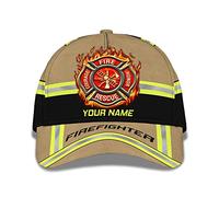 Sport Cap Fire Courage Honor Rescue Maltese Cross 3D Custom Name Firefighter Hip Hop Cap Sports Hats Strap Buckle Cap for Youth, Ladies, Men