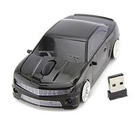 Sport Car Inspired Wireless Mouse, 2.4G High Accuracy Sensor, Ergonomic Computer Mouse for Laptops, Rechargeable USB LED Light Up, Cool Desk Accessory for Gamers & Kids (Black)