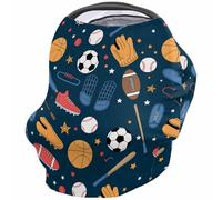 Sport Car Seat Covers for Babies Boy Girl Capony Covers Basketball Baseball Football Nursing Cover Breastfeeding Scarf Soft Breathable Stretchy Coverage, Infant Stroller Cover Shopping Cart