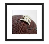 Sport Close Up American Football Ball 8X8 Inch Square Wooden Framed Wall Art Print Picture with Mount Artery8 Black One Size