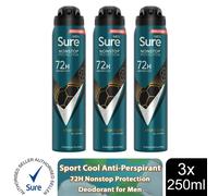 (Sport Cool - 3 PK) Sure Men AP Deodorant 72H Nonstop Protection 250ml