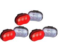 Sport Direct™ Mega Bright 6 x Superbright LED's Light Set Front/Rear Free Batteries. Visibility 600m+ IPX4 Waterproof *SEE 360 VIDEO* (Pack of 3)