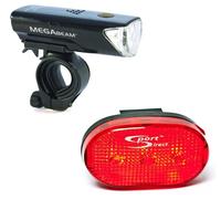 Sport Direct™ MegaWhite 50 Lumen Set. Front/Rear Bike Light Set. 3 x Front Superbright LED's & 3 x High Visibility Rear LED's. Run Time 160hrs+ IPX4 Waterproof *SEE 360 VIDEO*