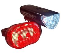 Sport Direct™ MegaWhite 50 Lumen Set. Front/Rear Bike Light Set. 3 x Front Superbright LED's & 3 x High Visibility Rear LED's. Run Time 160hrs+ IPX4 Waterproof *SEE 360 VIDEO*