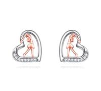 Sport Earrings Sterling Silver Heart Stud Earrings | Sport Jewellery Anniversary Mother's Day Christmas Birthday Gifts for Women Wife Nana Mama Daughter