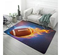 Sport Football Basketball Area Rug Flannel Non-Slip, Boy Teen Room Decoration Bedside Runner Floor Mat, Starry Sky Baseball Volleyball 3D Carpet for Living Room, Kids Playroom, 80x120 cm, Color 4