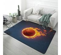 Sport Football Basketball Area Rug Flannel Non-Slip, Boy Teen Room Decoration Bedside Runner Floor Mat, Starry Sky Baseball Volleyball 3D Carpet for Living Room, Kids Playroom, 100x120 cm, Color 2