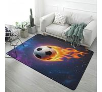 Sport Football Basketball Area Rug Flannel Non-Slip, Boy Teen Room Decoration Bedside Runner Floor Mat, Starry Sky Baseball Volleyball 3D Carpet for Living Room, Kids Playroom, 140x200 cm, Color 1